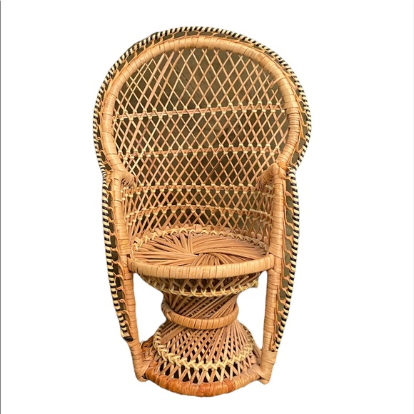 Vintage Other - Vintage Wicker Peacock Chair - Natural and Black